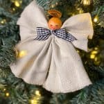 angel ornament from drop cloth on Christmas tree