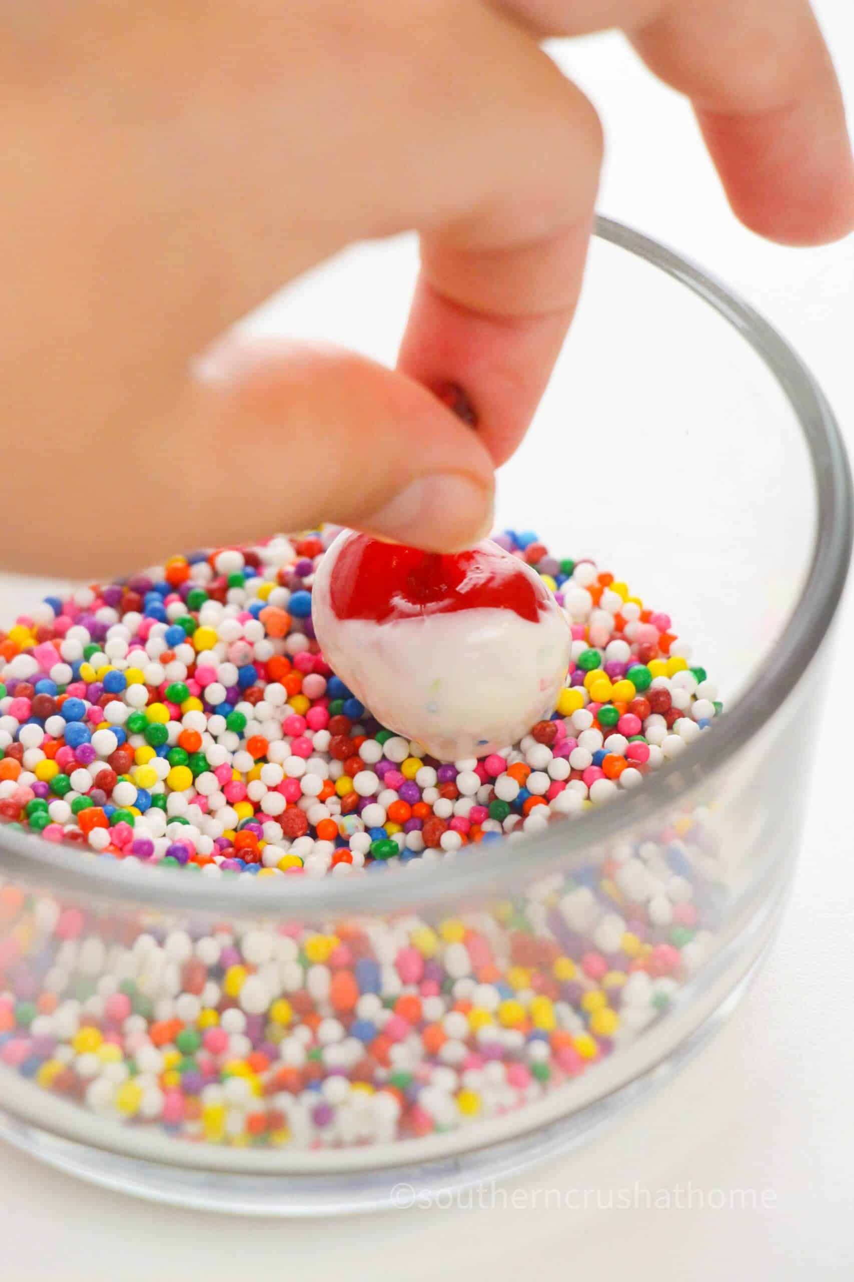 How To Make Simple 3 Ingredient Sprinkle Dipped Cherries