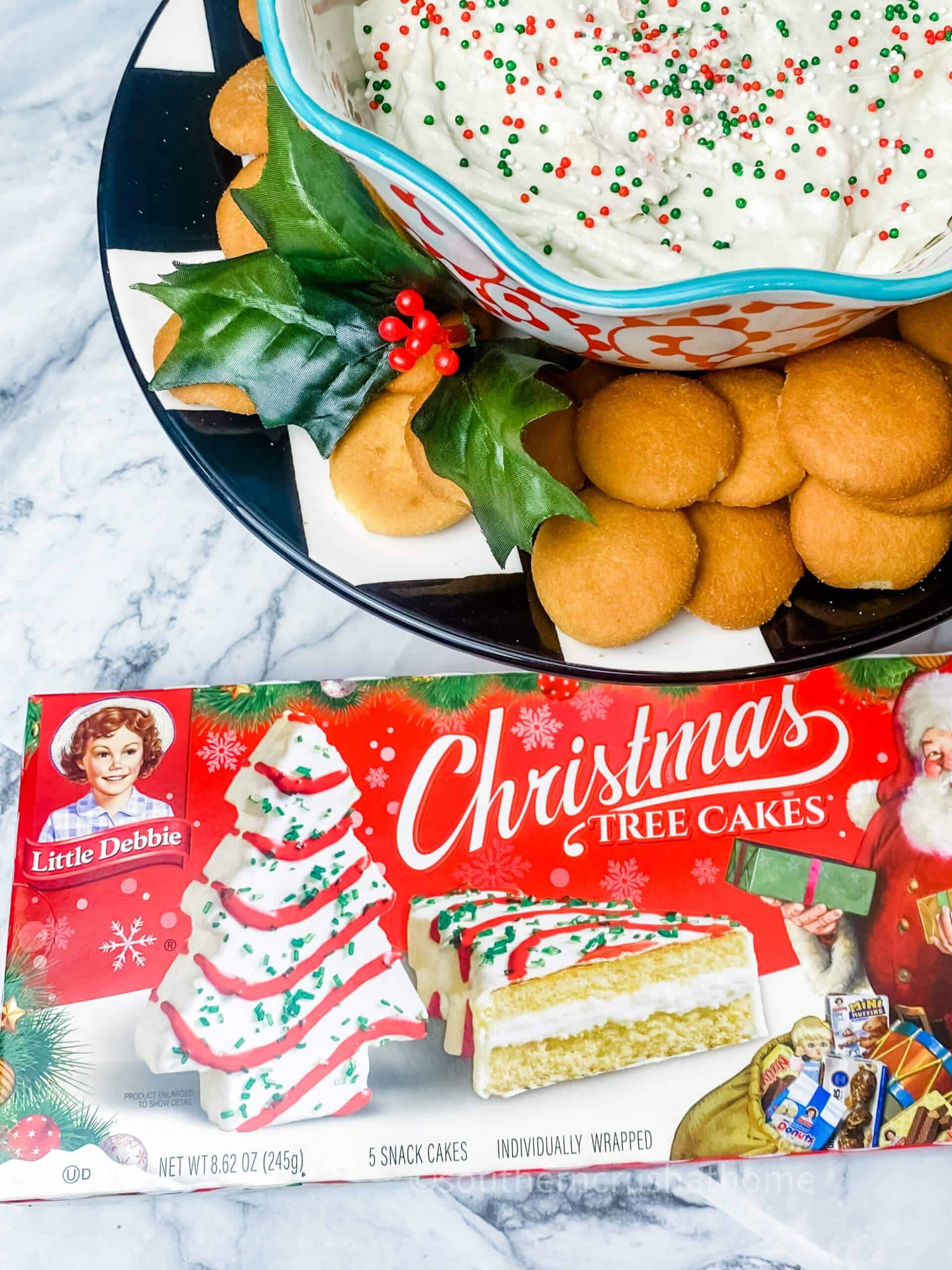 Little Debbie Christmas Tree Cake Dip - Cookie Dough and Oven Mitt