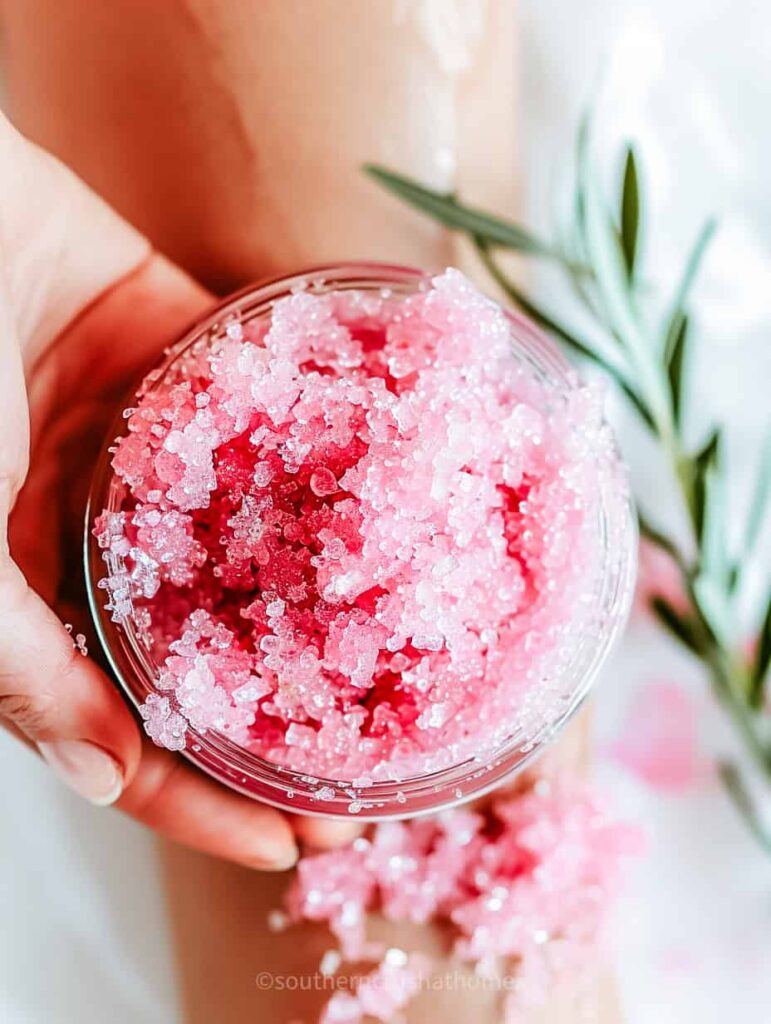 pink diy sugar body scrub