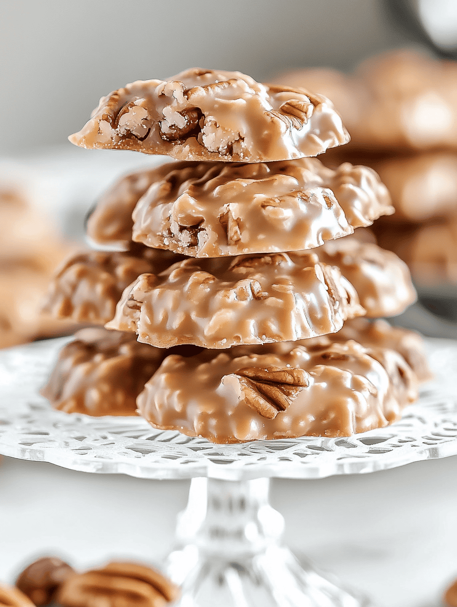 stack of pecan pralines