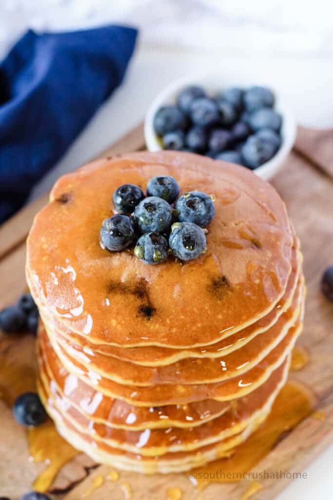 Easy and Fast Eggless Pancakes with Blueberries for Breakfast