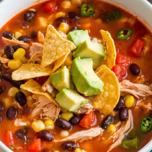 another view of Chicken Taco Soup in bowl