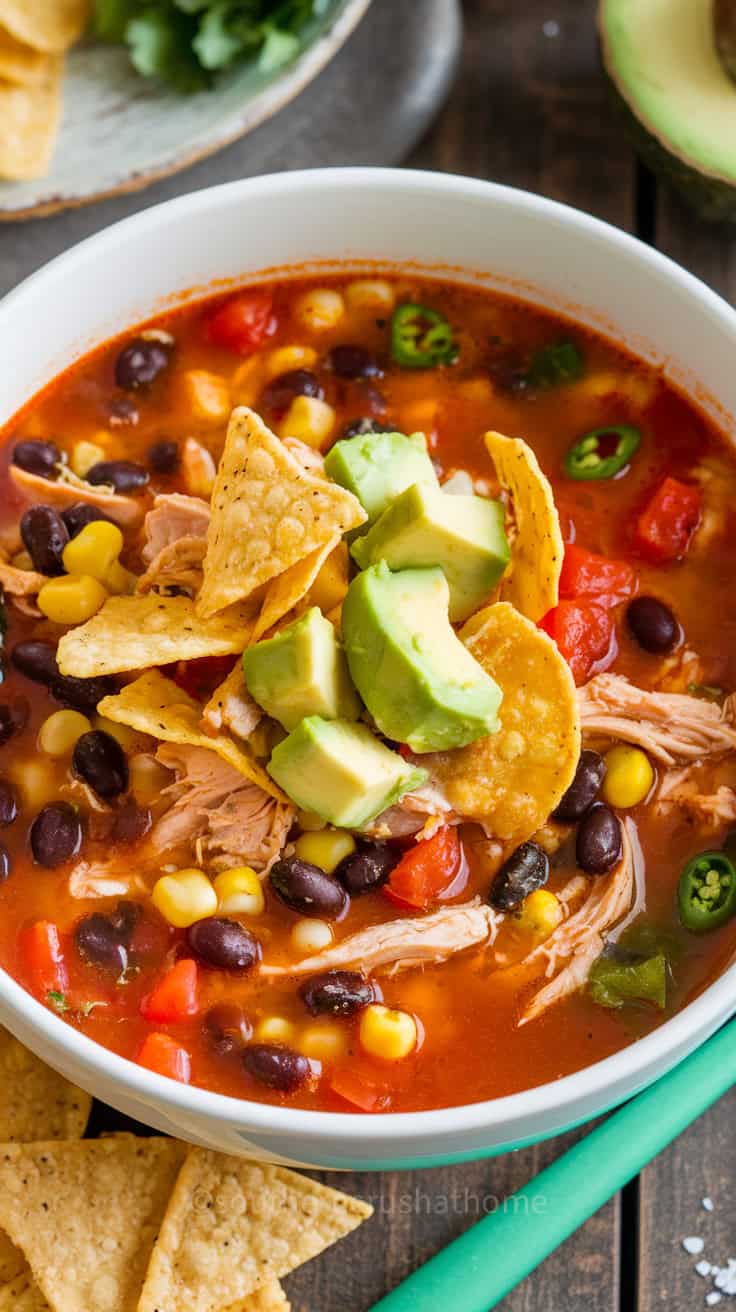 another view of Chicken Taco Soup in bowl