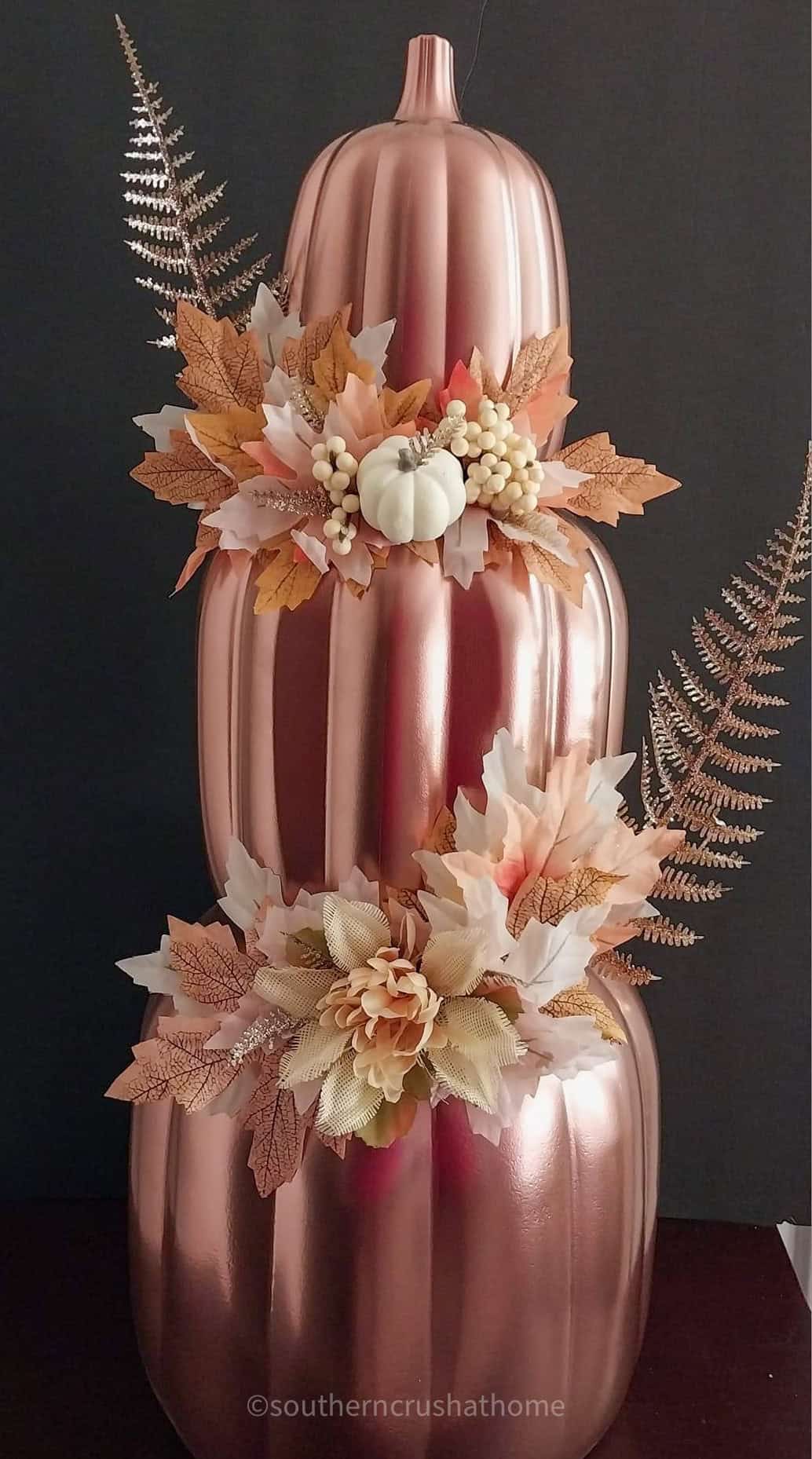 rose gold stacking pumpkins