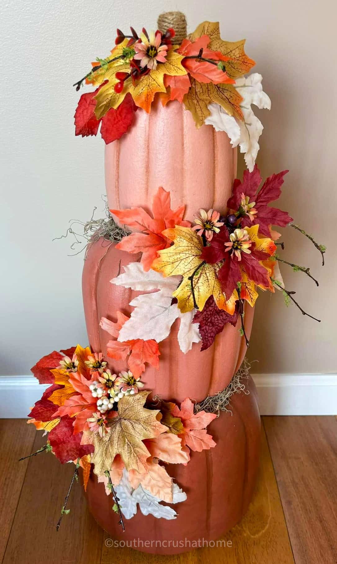 peach stacking pumpkins