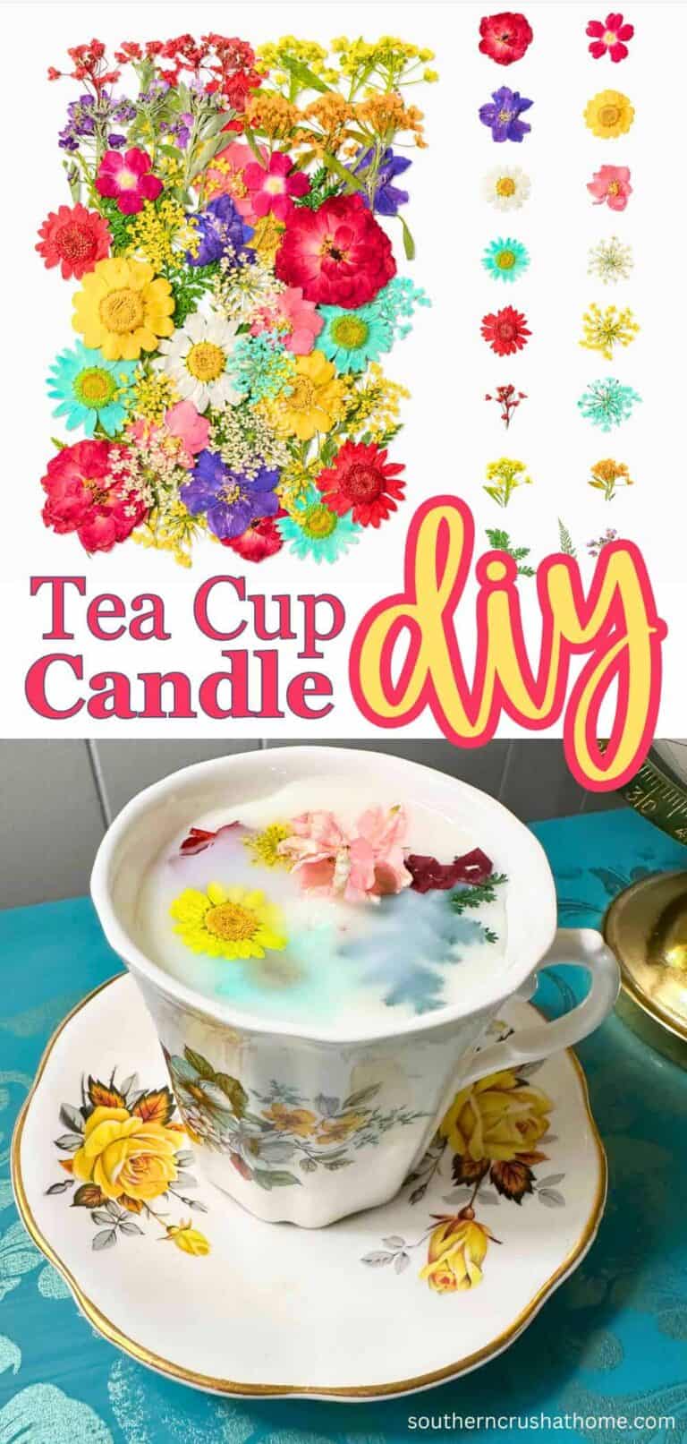 How to Make Your Own Tea Cup Candle with Dried Flowers