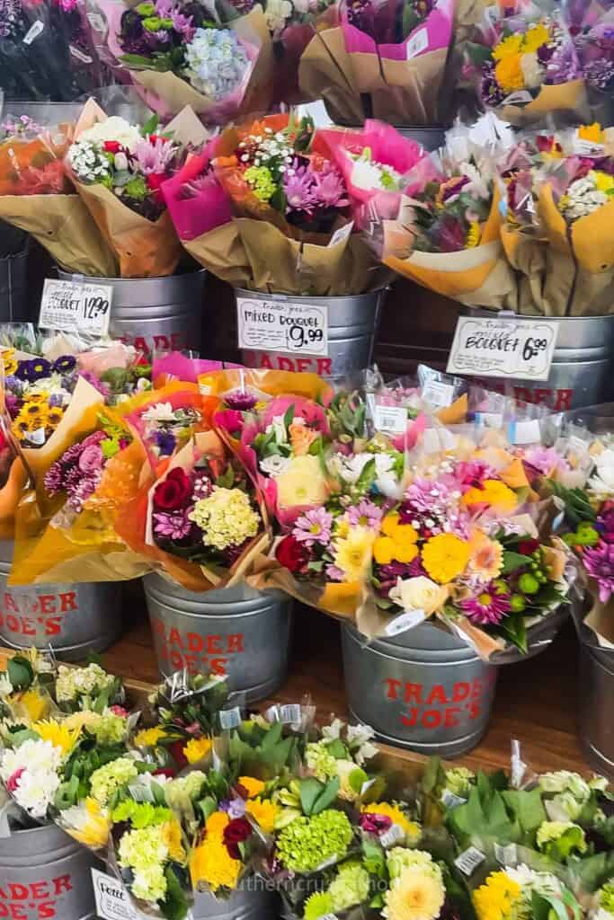 assorted flower bouquets at trader joes