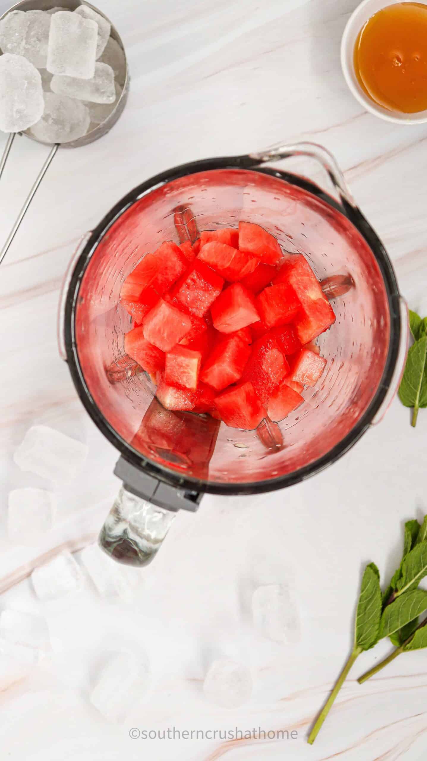 watermelon diced in blender