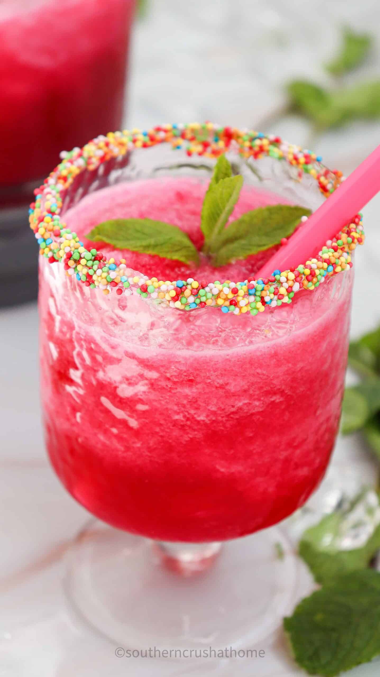 up close of watermelon mocktail