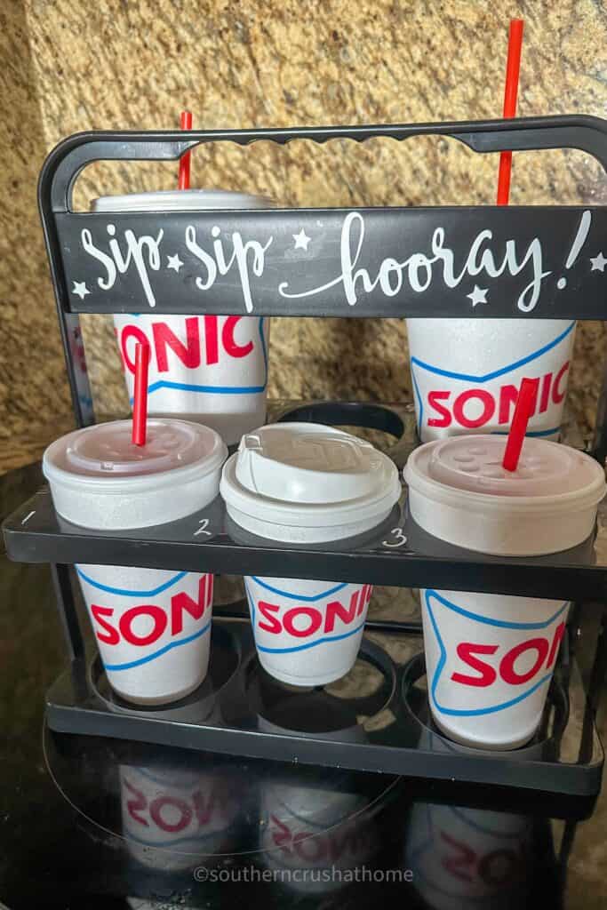 drink carrier with sonic drinks