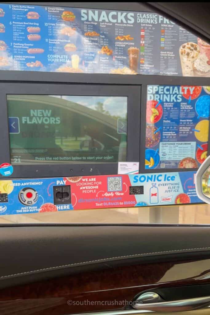 sonic menu drive thru