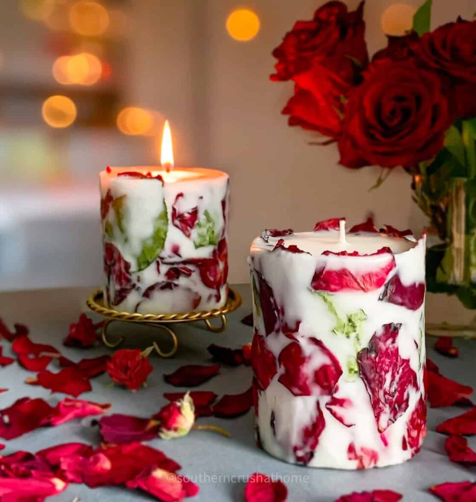 preserved flowers in candles