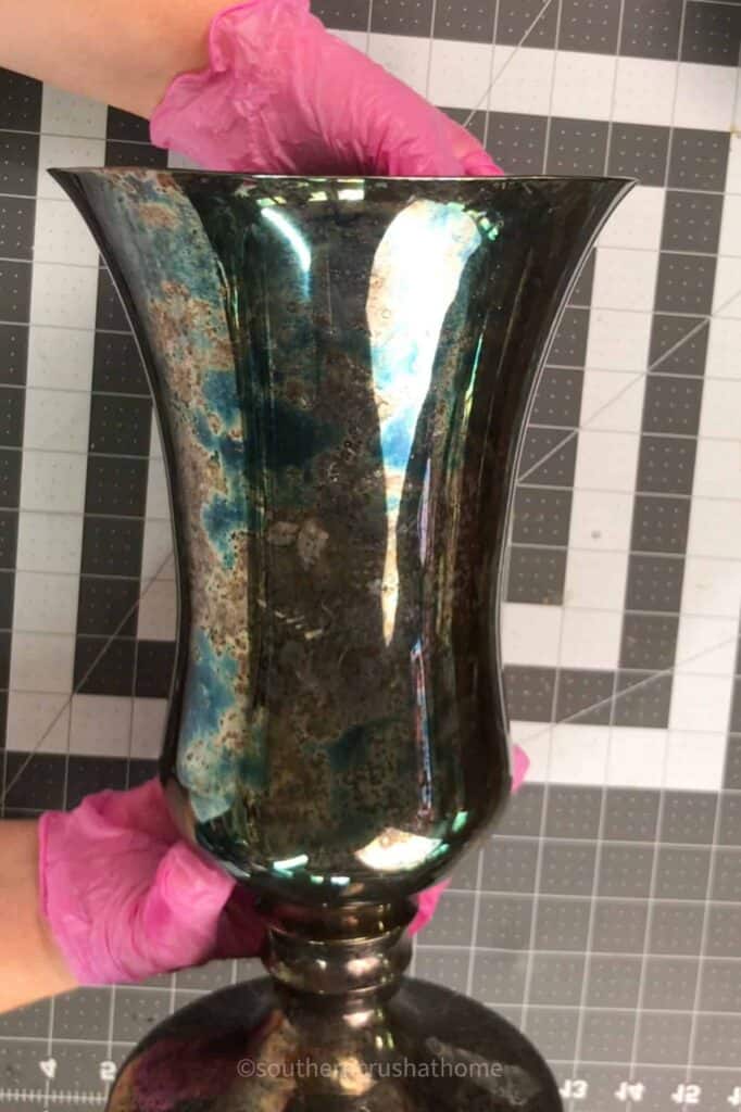 thrifted tarnished silver vase