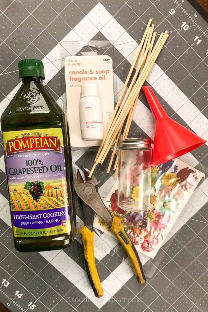 supplies for making a diy reed diffuser