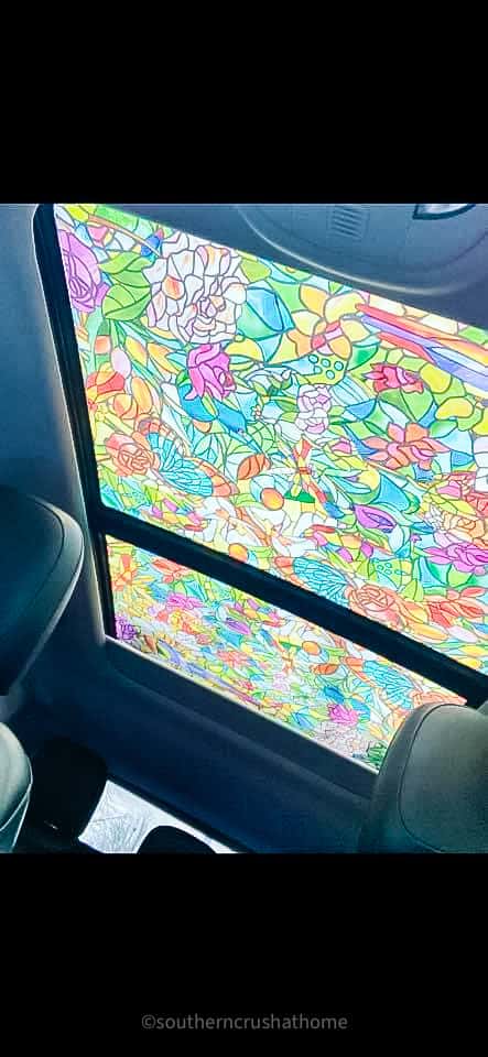 stained glass window film on sunroof