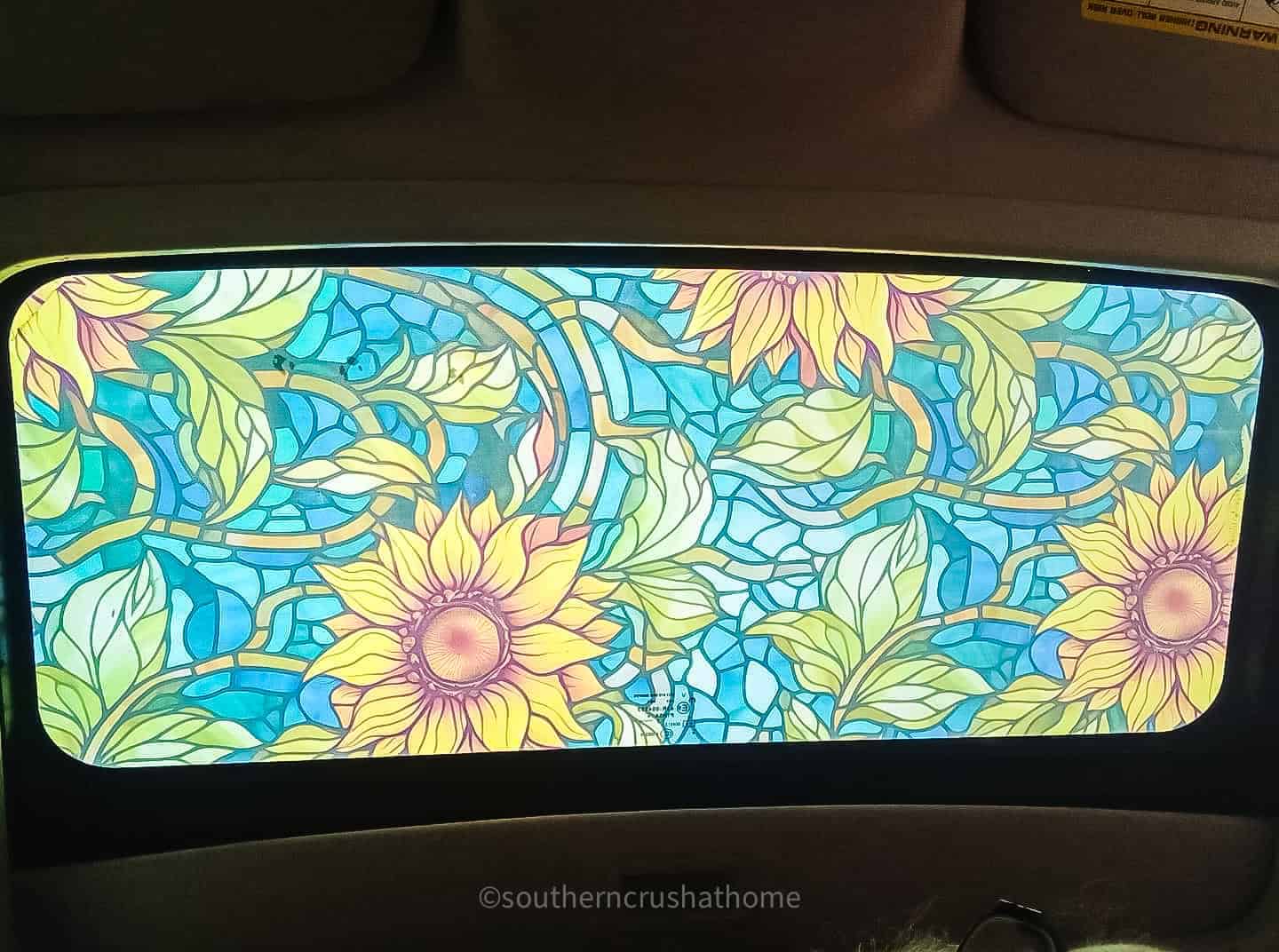 sunflowers stained glass window film on sunroof