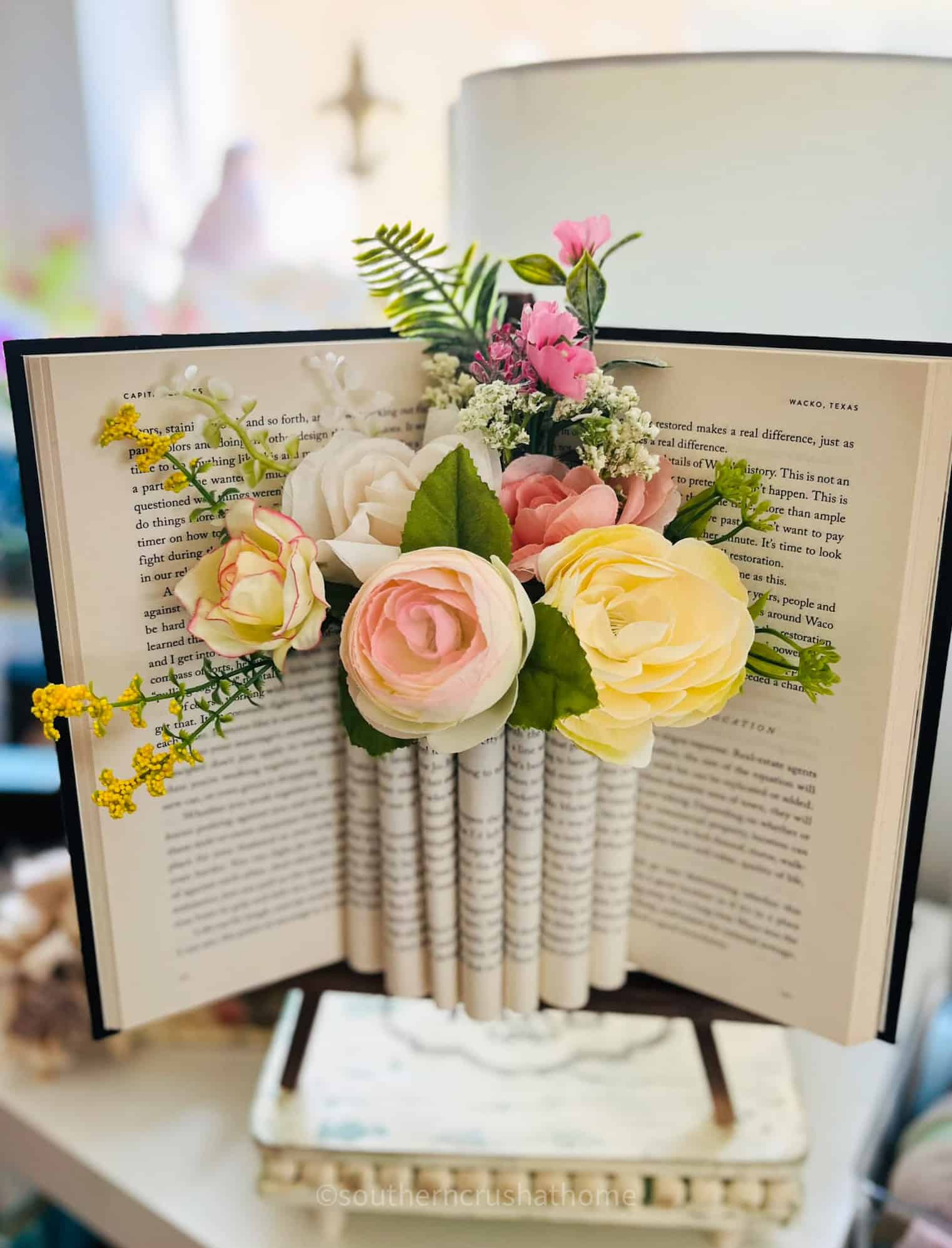 floral book page flower vase