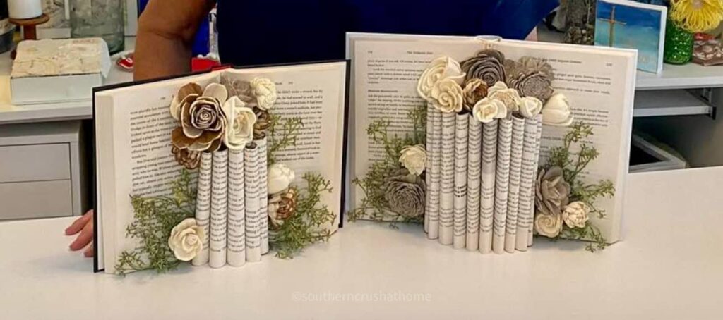 sola wood flowers book page art