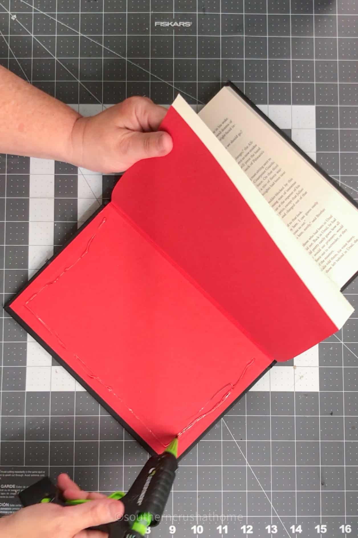 gluing down inside book covers