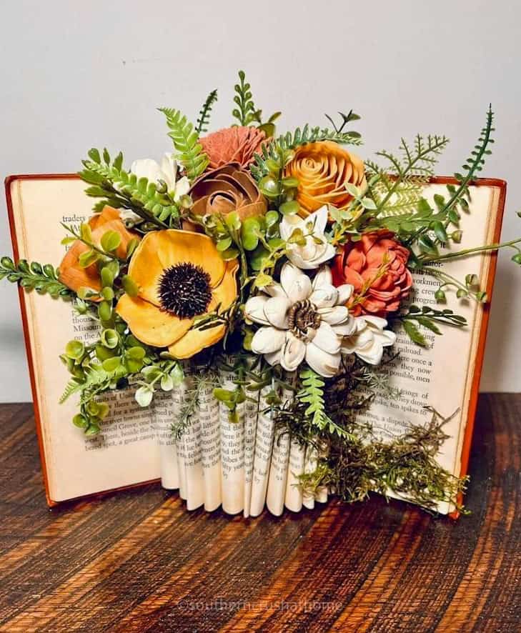 book art flower vase