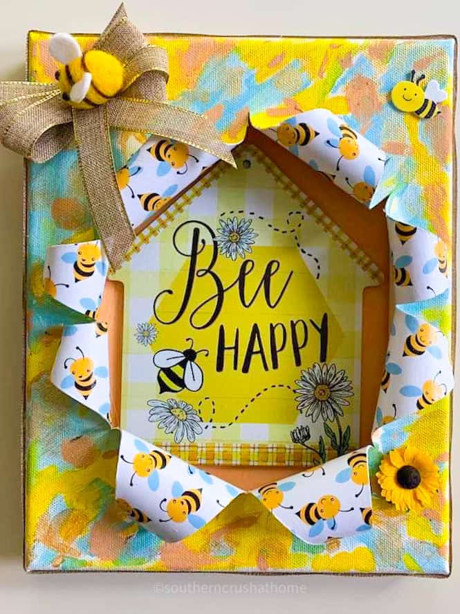 Bee Happy busted canvas