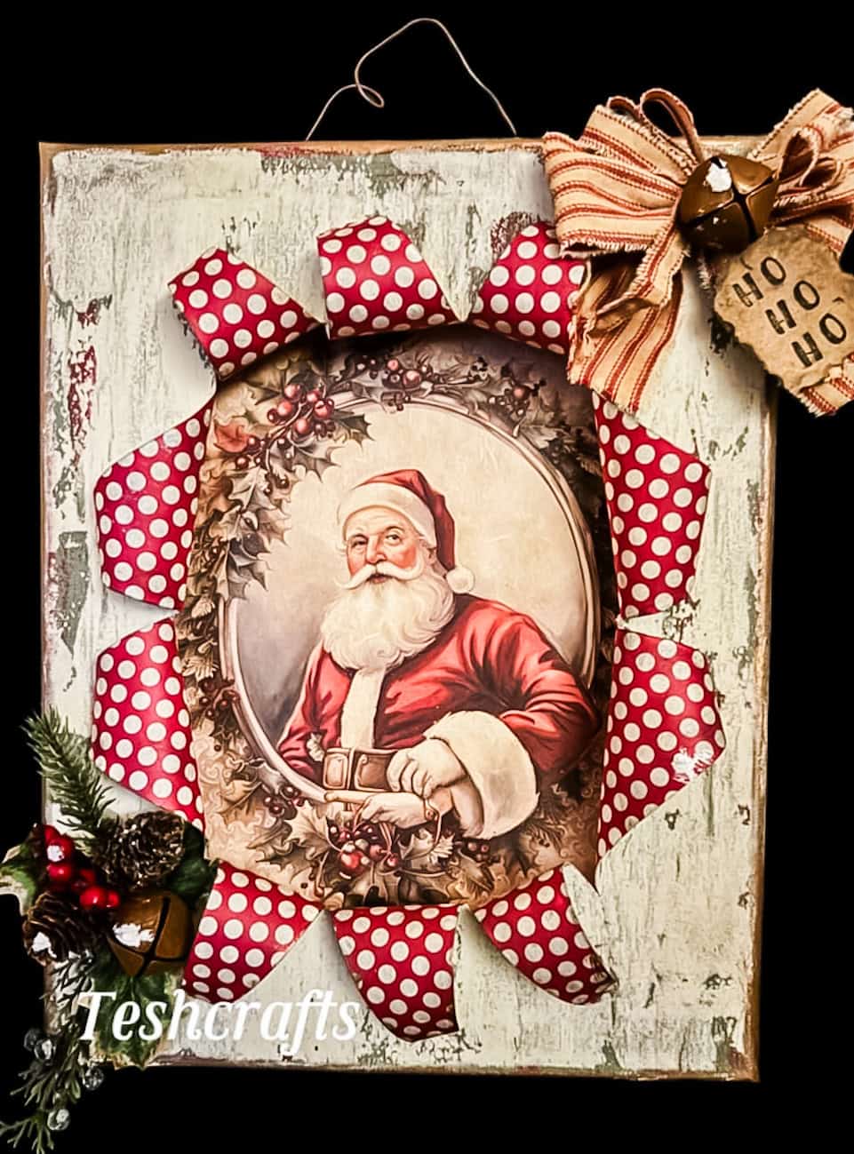 vintage santa busted canvas