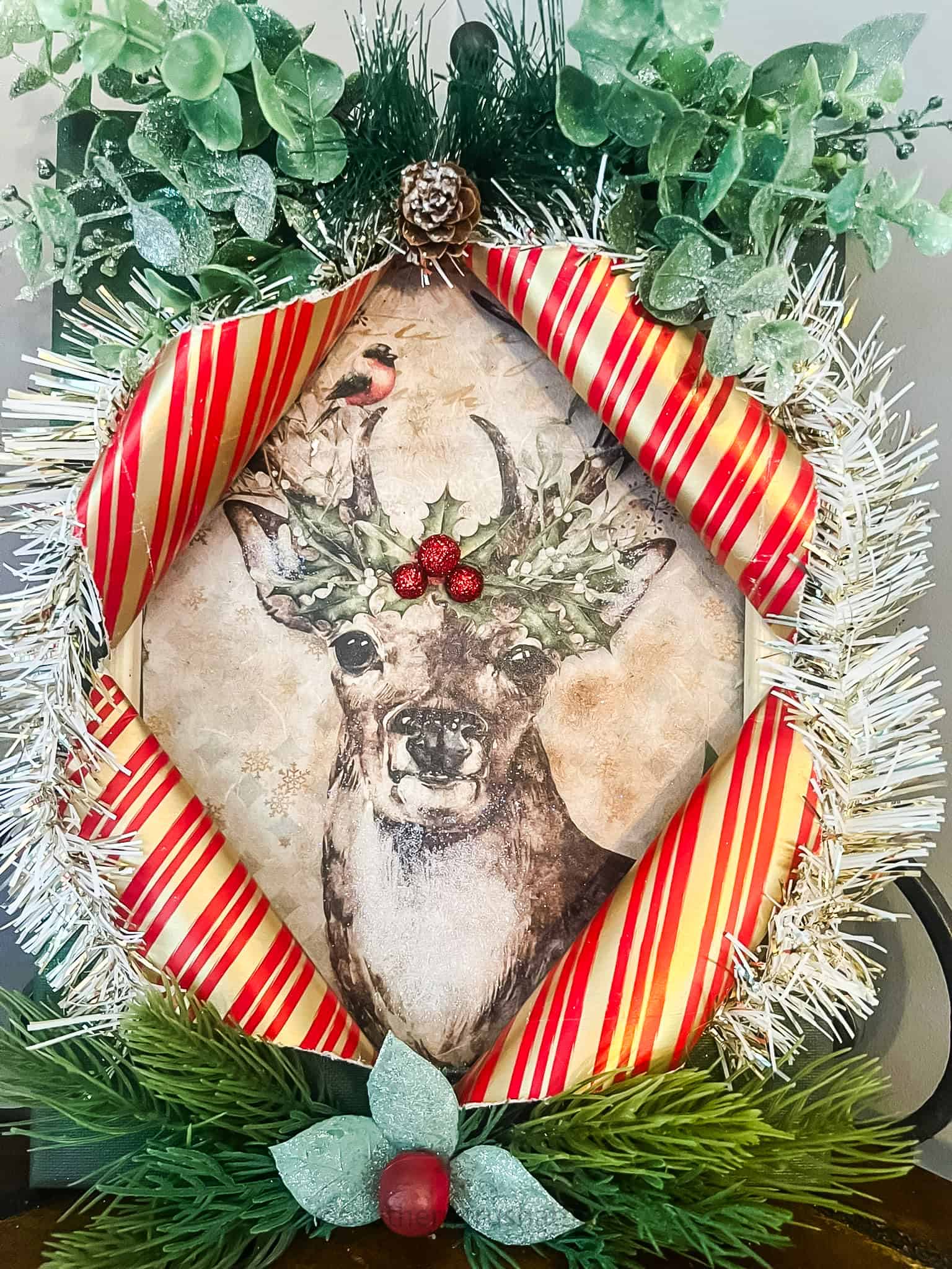 christmas deer busted canvas