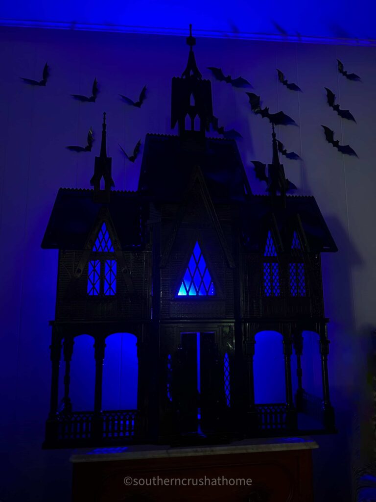 blue lighted frozen castle haunted doll house