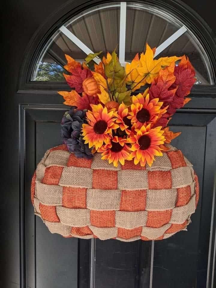 burlap checked wreath