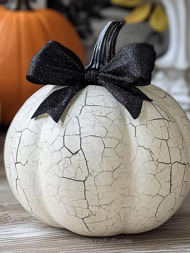 diy crackle paint on pumpkin