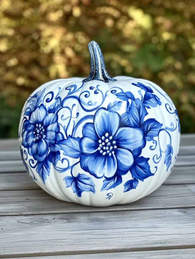 blue and white pumpkin