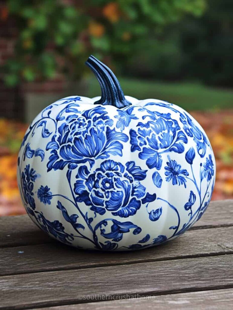 blue and white pumpkin