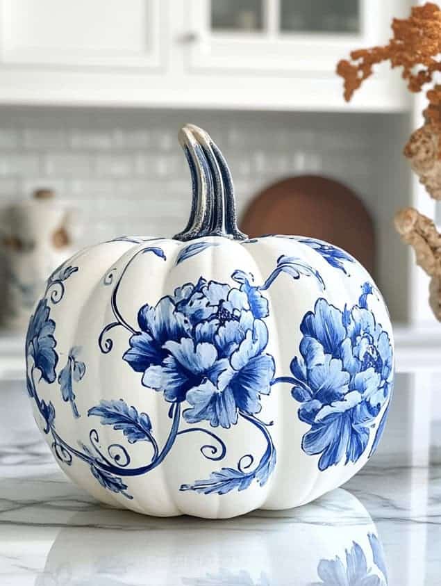 blue and white pumpkin