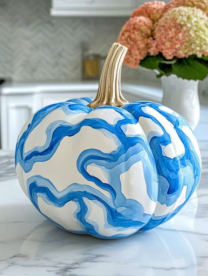 blue and white pumpkin