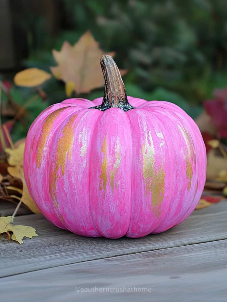 pink and gold pumpkin