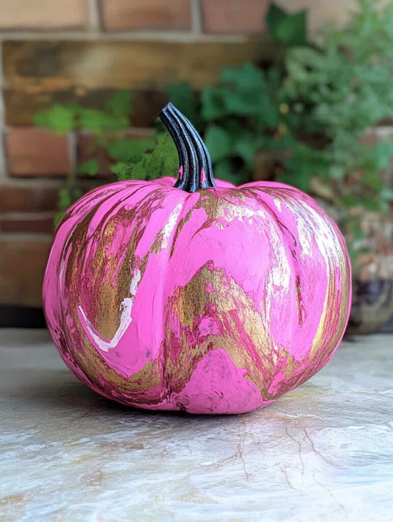 pink and gold pumpkin