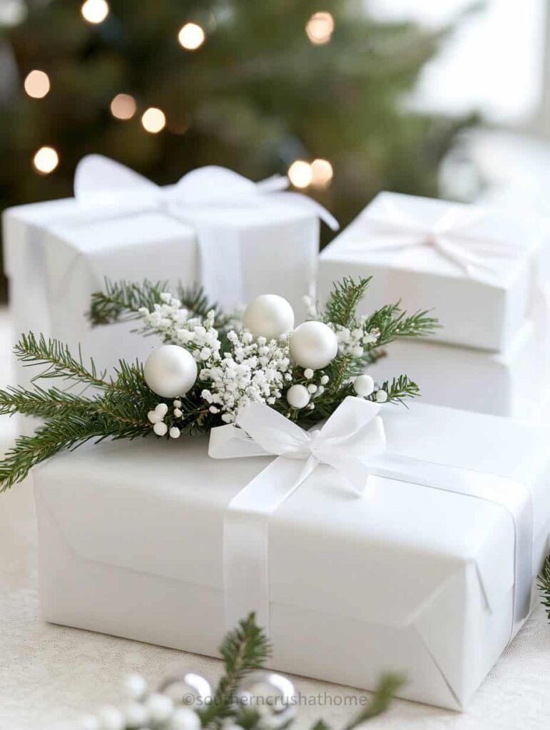 all white christmas gift wrapping