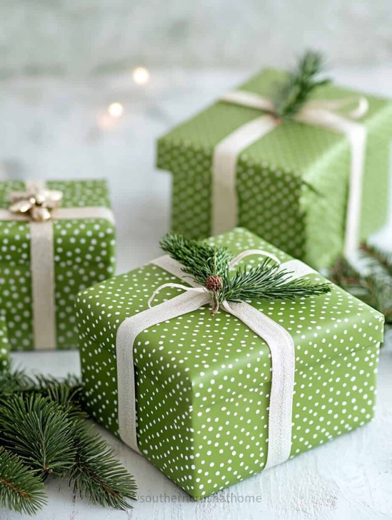 polka dot christmas gift wrapping