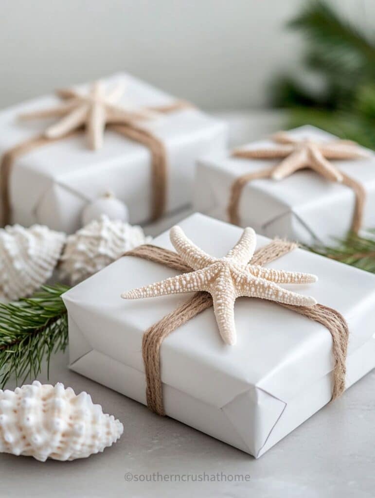 coastal christmas gift wrapping