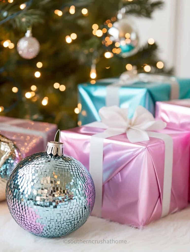 sparkly disco ball christmas gift wrapping ideas