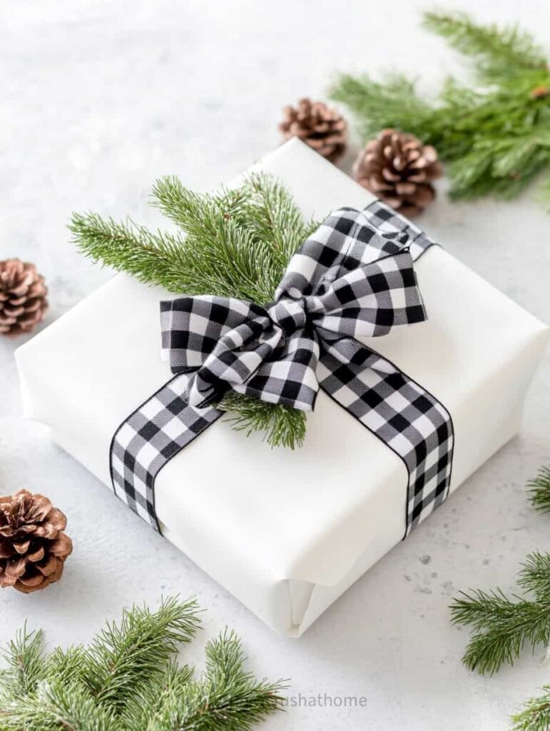 black and white check christmas bows