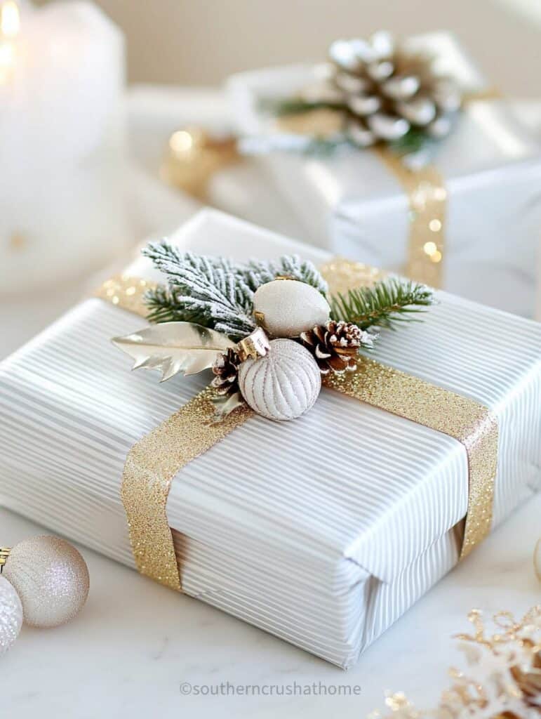 silver and gold gift wrapping