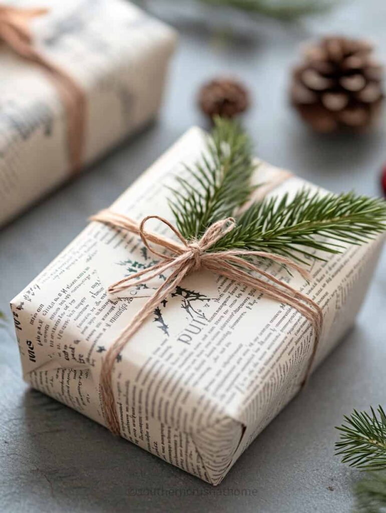 newspaper print gift wrap