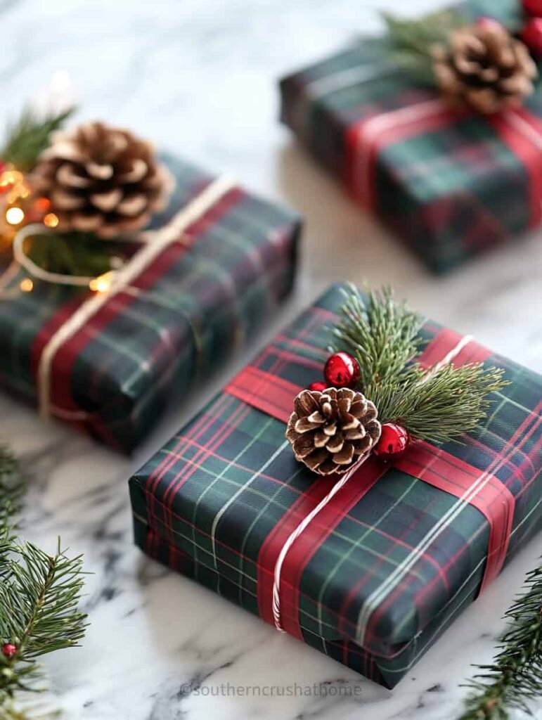 plaid gift wrap