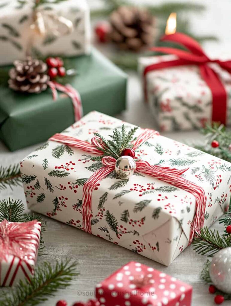 red and green wrapping paper