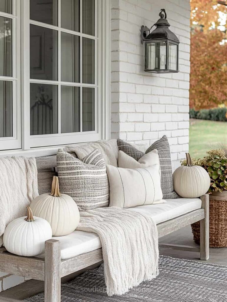 Neutral Fall porch decor