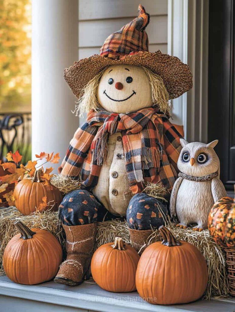 Charming Scarecrow and pumpkins