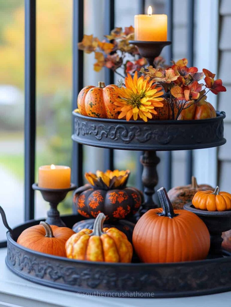 fall tiered tray