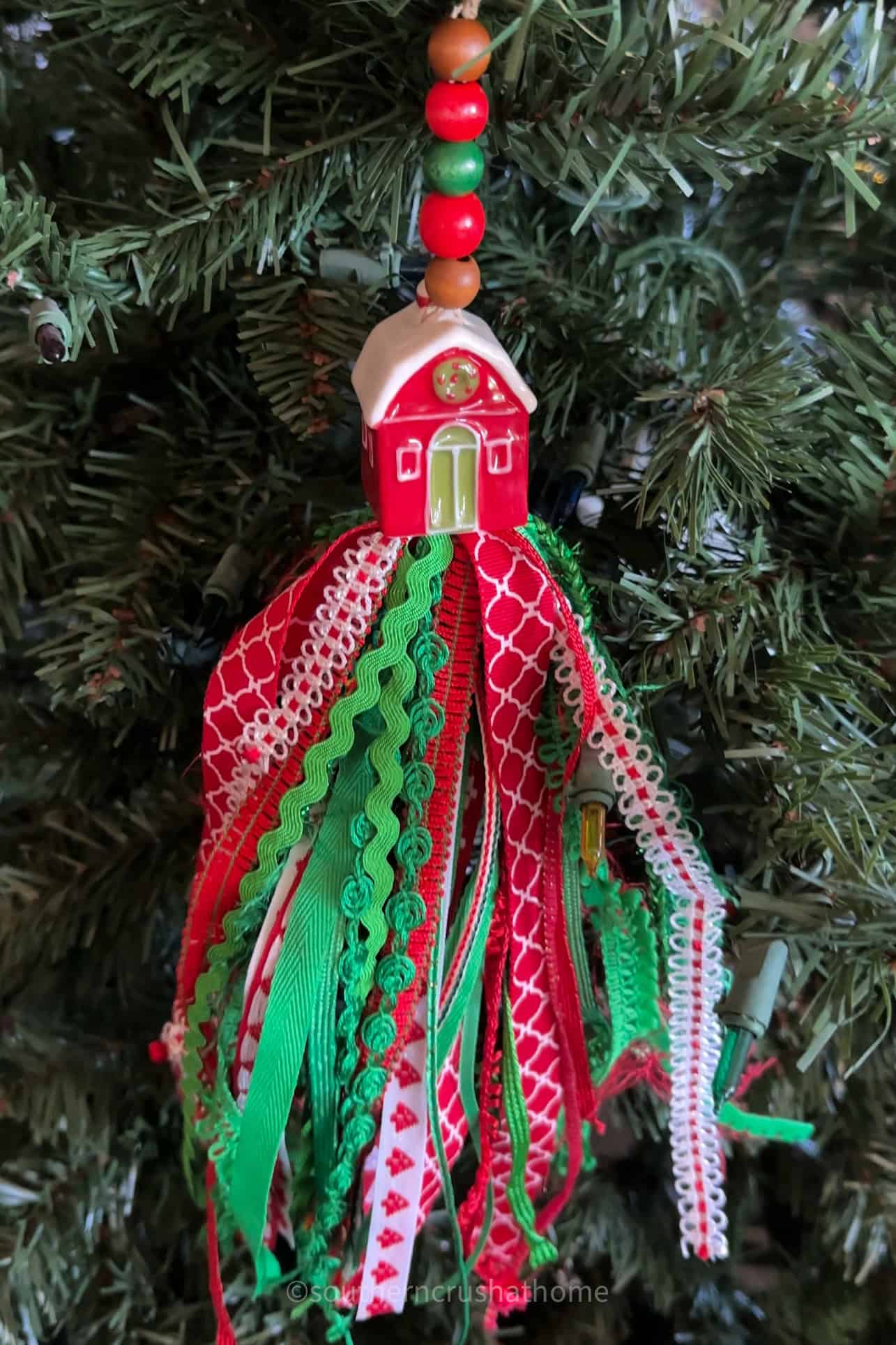 red barn christmas tassel